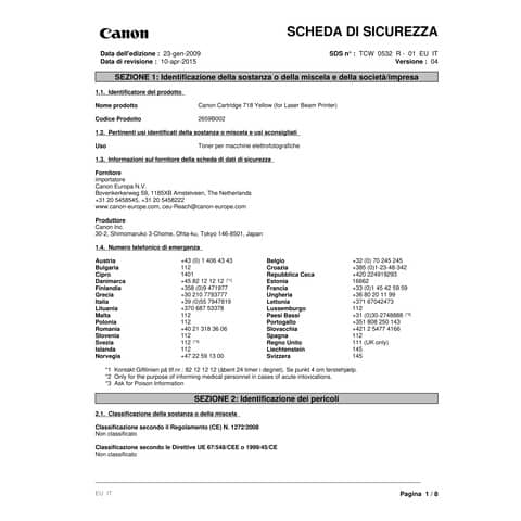 Toner CRG 718 Y Canon giallo 2659B002
